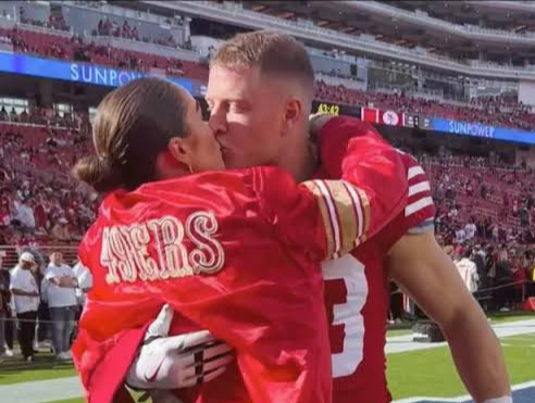 Olivia Culpo cries tears of joy as her fiancée after Christian McCaffrey and 49ers dramatic come-from-behind win over Lions