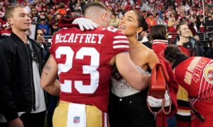 Olivia Culpo cries tears of joy as her fiancée after Christian McCaffrey and 49ers dramatic come-from-behind win over Lions