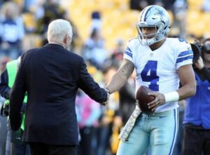 Jerry Jones infuriated Cowboys fans referred to quarterback Dak Prescott's supporting cast from 2016 onward.