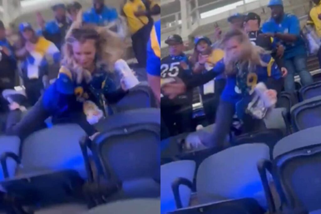 Rams-Fan-Ridiculed-After-Trying-Sneaky-Kick-on-Female-Lions-Fan-1200x800
